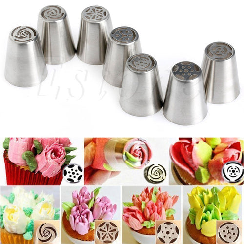 7pcs/Set Russian Tulip Icing Piping Nozzles Cake Decoration Decor Baking Tool