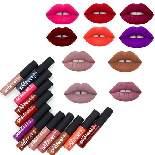 12 Colors Tint liquid Lipstick Matte Lip Gloss Red Velvet Waterproof Long Lasting Lipgloss Sexy Lipstick Tattoo Makeup Brand