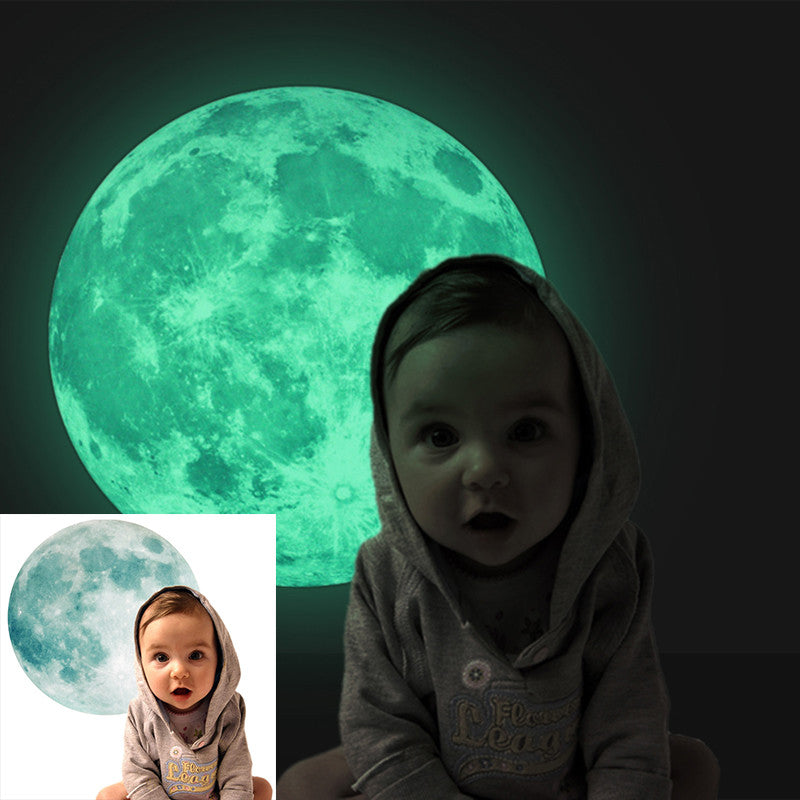 30cm Moon Glow in the Dark Moonlight Luminous Art Mural Wall Sticker Decals Kids Children Living Home Vinilos Paredes Home Decor