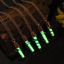 Glow in the Dark Necklace Silver Plated with Glass Vial Wish Bottle Choker Long Pendant Necklace for Women Party