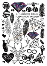 A6080-201 Big Black tatuagem Taty Body Art Temporary Tattoo Stickers Feather Rainbow Diamond Glitter Tatoo Sticker