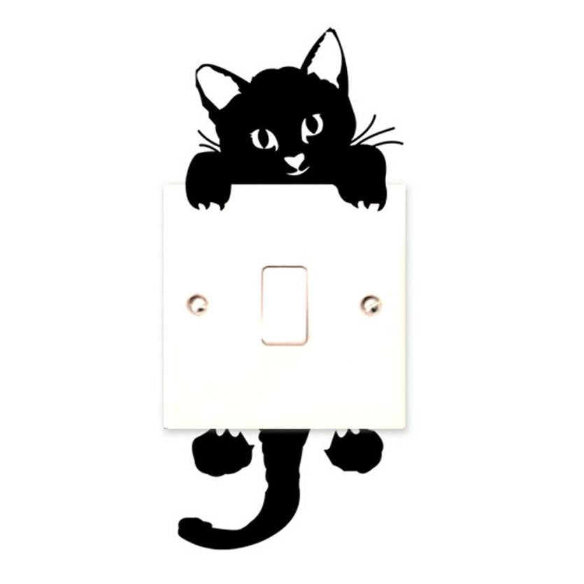 DIY Funny Cute Black Cat Switch Decal Wallpaper Wall Stickers Home Decoration Bedroom Kids Room Light Parlor Decor