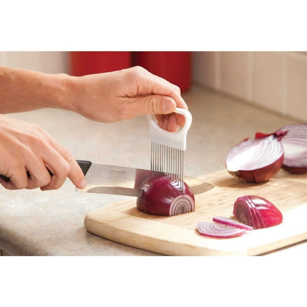 Newest !!! Stainless Steel Onion Slicer Vegetable Tomato Holder Cutter Kitchen Tools Gadget 2016 Kitchen Gift