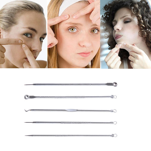 5PCS/set Face Skin Care Stainless Steel  Blackhead Blemish Acne Pimple Extractor Remover Kit Tool Cleanser Beauty Cleanser