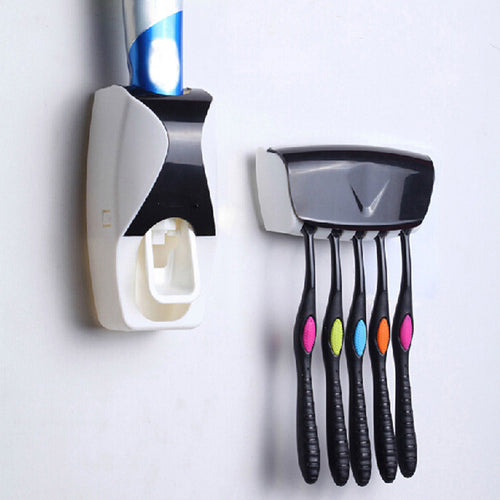 2017 1pcs Creative Automatic Lazy Toothpaste Dispenser Plastic Toothpaste Squeezer 5 Toothbrush Holder for Bathroom Accessories