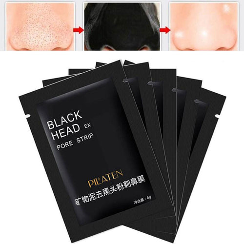 5 pcs/lot Pilaten Facial Black Mask Face Care Nose Acne Blackhead Remover Minerals Pore Cleanser Mask Black Head Strip maquiagem