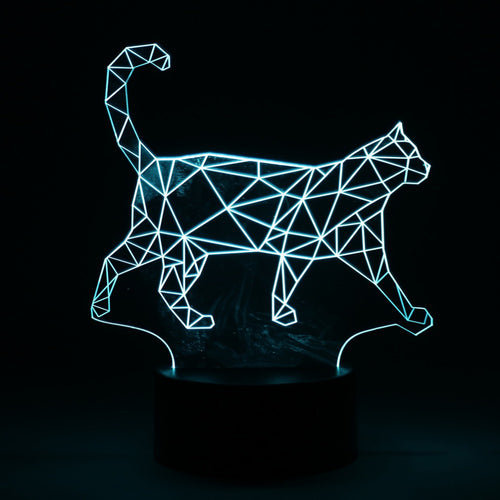 2017 New Hot 3D Walking Cat Changable Color LED Nightlight Pmma Illusion Lamp Touch Button Table Night Light for Home Decor Lamp