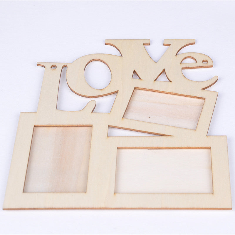 New Hollow Love Wooden Photo Frame White Base DIY Picture Frame Art Decor free shipping zJJ0207W