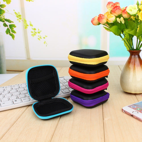 1Pc Headphones Earphone Cable Earbuds Storage Hard Case Carrying Pouch bag SD Card Hold box