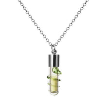 Glow in the Dark Necklace Silver Plated with Glass Vial Wish Bottle Choker Long Pendant Necklace for Women Party