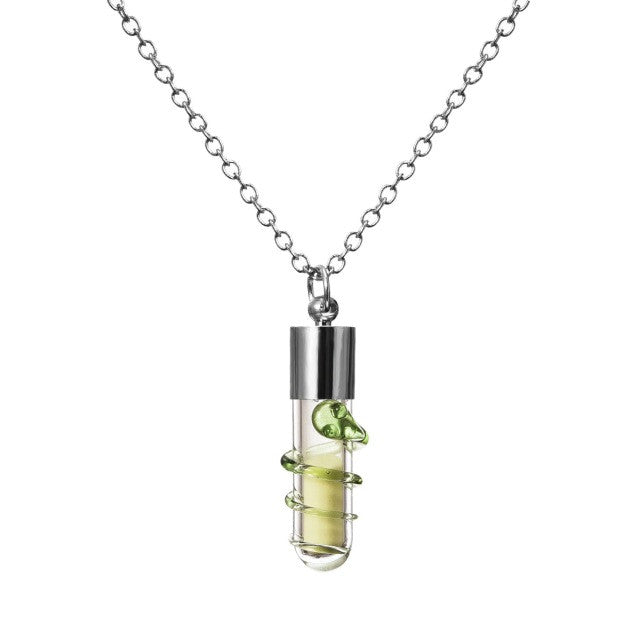 Glow in the Dark Necklace Silver Plated with Glass Vial Wish Bottle Choker Long Pendant Necklace for Women Party