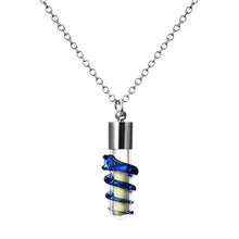 Glow in the Dark Necklace Silver Plated with Glass Vial Wish Bottle Choker Long Pendant Necklace for Women Party