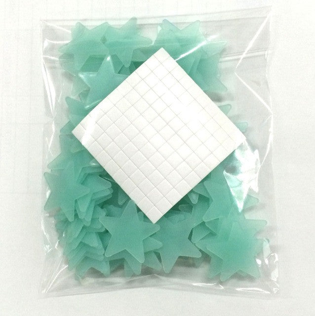 100pcs 3D Stars Glow In Dark Luminous Fluorescent Plastic Wall Sticker Home Decor Decal Wallpaper Decorative Special Festivel