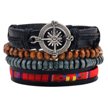 Hot selling 1Set 4pcs Punk Braided Adjustable Leather Bracelets Men For Women Cuff Vintage Jewelry  Wholesale Pulseras Hombre