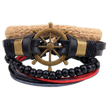 Hot selling 1Set 4pcs Punk Braided Adjustable Leather Bracelets Men For Women Cuff Vintage Jewelry  Wholesale Pulseras Hombre