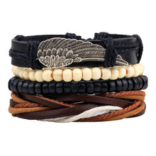 Hot selling 1Set 4pcs Punk Braided Adjustable Leather Bracelets Men For Women Cuff Vintage Jewelry  Wholesale Pulseras Hombre