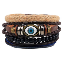 Hot selling 1Set 4pcs Punk Braided Adjustable Leather Bracelets Men For Women Cuff Vintage Jewelry  Wholesale Pulseras Hombre