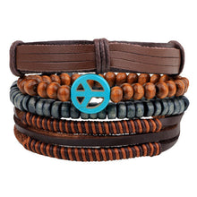 Hot selling 1Set 4pcs Punk Braided Adjustable Leather Bracelets Men For Women Cuff Vintage Jewelry  Wholesale Pulseras Hombre