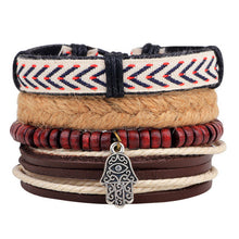 Hot selling 1Set 4pcs Punk Braided Adjustable Leather Bracelets Men For Women Cuff Vintage Jewelry  Wholesale Pulseras Hombre