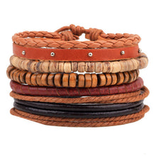 Hot selling 1Set 4pcs Punk Braided Adjustable Leather Bracelets Men For Women Cuff Vintage Jewelry  Wholesale Pulseras Hombre