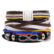 Hot selling 1Set 4pcs Punk Braided Adjustable Leather Bracelets Men For Women Cuff Vintage Jewelry  Wholesale Pulseras Hombre