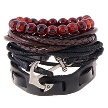 Hot selling 1Set 4pcs Punk Braided Adjustable Leather Bracelets Men For Women Cuff Vintage Jewelry  Wholesale Pulseras Hombre