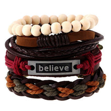 Hot selling 1Set 4pcs Punk Braided Adjustable Leather Bracelets Men For Women Cuff Vintage Jewelry  Wholesale Pulseras Hombre