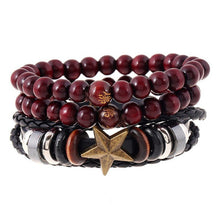 Hot selling 1Set 4pcs Punk Braided Adjustable Leather Bracelets Men For Women Cuff Vintage Jewelry  Wholesale Pulseras Hombre