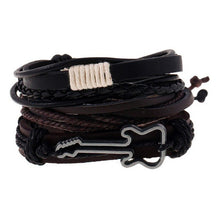 Hot selling 1Set 4pcs Punk Braided Adjustable Leather Bracelets Men For Women Cuff Vintage Jewelry  Wholesale Pulseras Hombre