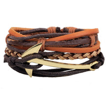 Hot selling 1Set 4pcs Punk Braided Adjustable Leather Bracelets Men For Women Cuff Vintage Jewelry  Wholesale Pulseras Hombre