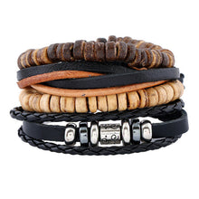 Hot selling 1Set 4pcs Punk Braided Adjustable Leather Bracelets Men For Women Cuff Vintage Jewelry  Wholesale Pulseras Hombre