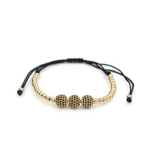 12 Color Choose Gold Plated Anil Arjandas 8mm Pave Setting Black CZ Crystal Copper Ball Bead Weave Braiding Bracelet Jewelry