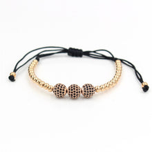 12 Color Choose Gold Plated Anil Arjandas 8mm Pave Setting Black CZ Crystal Copper Ball Bead Weave Braiding Bracelet Jewelry