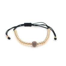 12 Color Choose Gold Plated Anil Arjandas 8mm Pave Setting Black CZ Crystal Copper Ball Bead Weave Braiding Bracelet Jewelry