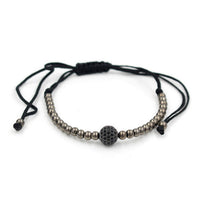 12 Color Choose Gold Plated Anil Arjandas 8mm Pave Setting Black CZ Crystal Copper Ball Bead Weave Braiding Bracelet Jewelry