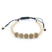 12 Color Choose Gold Plated Anil Arjandas 8mm Pave Setting Black CZ Crystal Copper Ball Bead Weave Braiding Bracelet Jewelry