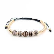 12 Color Choose Gold Plated Anil Arjandas 8mm Pave Setting Black CZ Crystal Copper Ball Bead Weave Braiding Bracelet Jewelry