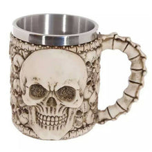 Halloween Christmas Gift 3D Skull Resin & Stainless Steel Beer Mug Goblet Funny Wine Coffee Cup Zakka Novelty For Pub Bar Decor