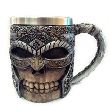 Halloween Christmas Gift 3D Skull Resin & Stainless Steel Beer Mug Goblet Funny Wine Coffee Cup Zakka Novelty For Pub Bar Decor