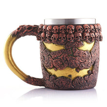 Halloween Christmas Gift 3D Skull Resin & Stainless Steel Beer Mug Goblet Funny Wine Coffee Cup Zakka Novelty For Pub Bar Decor