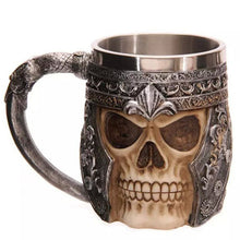 Halloween Christmas Gift 3D Skull Resin & Stainless Steel Beer Mug Goblet Funny Wine Coffee Cup Zakka Novelty For Pub Bar Decor