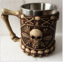 Halloween Christmas Gift 3D Skull Resin & Stainless Steel Beer Mug Goblet Funny Wine Coffee Cup Zakka Novelty For Pub Bar Decor