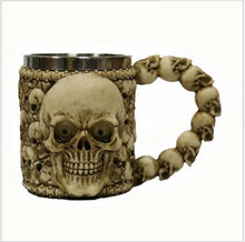 Halloween Christmas Gift 3D Skull Resin & Stainless Steel Beer Mug Goblet Funny Wine Coffee Cup Zakka Novelty For Pub Bar Decor