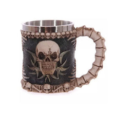 Halloween Christmas Gift 3D Skull Resin & Stainless Steel Beer Mug Goblet Funny Wine Coffee Cup Zakka Novelty For Pub Bar Decor