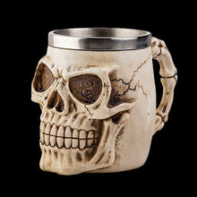 Halloween Christmas Gift 3D Skull Resin & Stainless Steel Beer Mug Goblet Funny Wine Coffee Cup Zakka Novelty For Pub Bar Decor