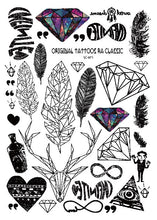 A6080-201 Big Black tatuagem Taty Body Art Temporary Tattoo Stickers Feather Rainbow Diamond Glitter Tatoo Sticker