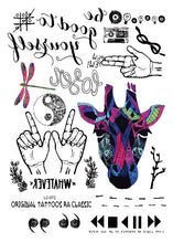 A6080-201 Big Black tatuagem Taty Body Art Temporary Tattoo Stickers Feather Rainbow Diamond Glitter Tatoo Sticker