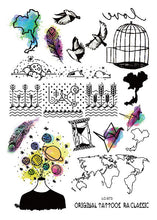 A6080-201 Big Black tatuagem Taty Body Art Temporary Tattoo Stickers Feather Rainbow Diamond Glitter Tatoo Sticker