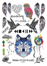 A6080-201 Big Black tatuagem Taty Body Art Temporary Tattoo Stickers Feather Rainbow Diamond Glitter Tatoo Sticker