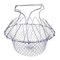 Stainless Steel Expandable Fry Chef Basket Kitchen Colander Magic Mesh Basket Strainer Net Cooking Steam Rinse Strain Basket
